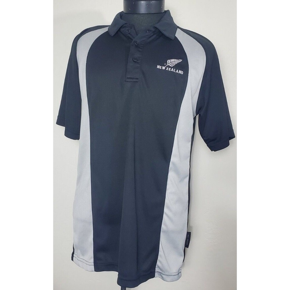 THE FERN NEW ZEALAND BLACK & WHITE POLYESTER ACTIVE SS JERSEY SIZE SMALL